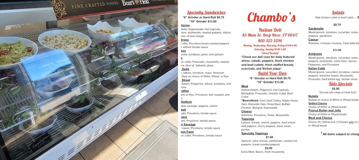 Chambo's Italian Deli Menu