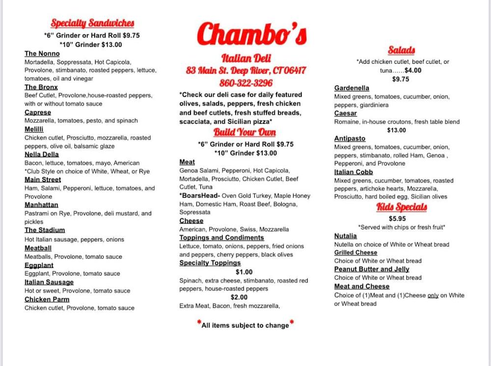 Chambo's Italian Deli Menu image 4